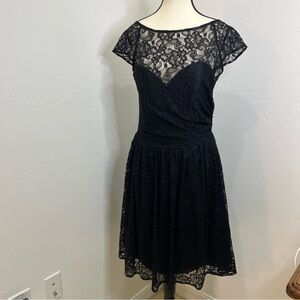 B2 Jasmine Women’s Lace Black Dress Sz 12 Evening Cocktail Party Midi Dress